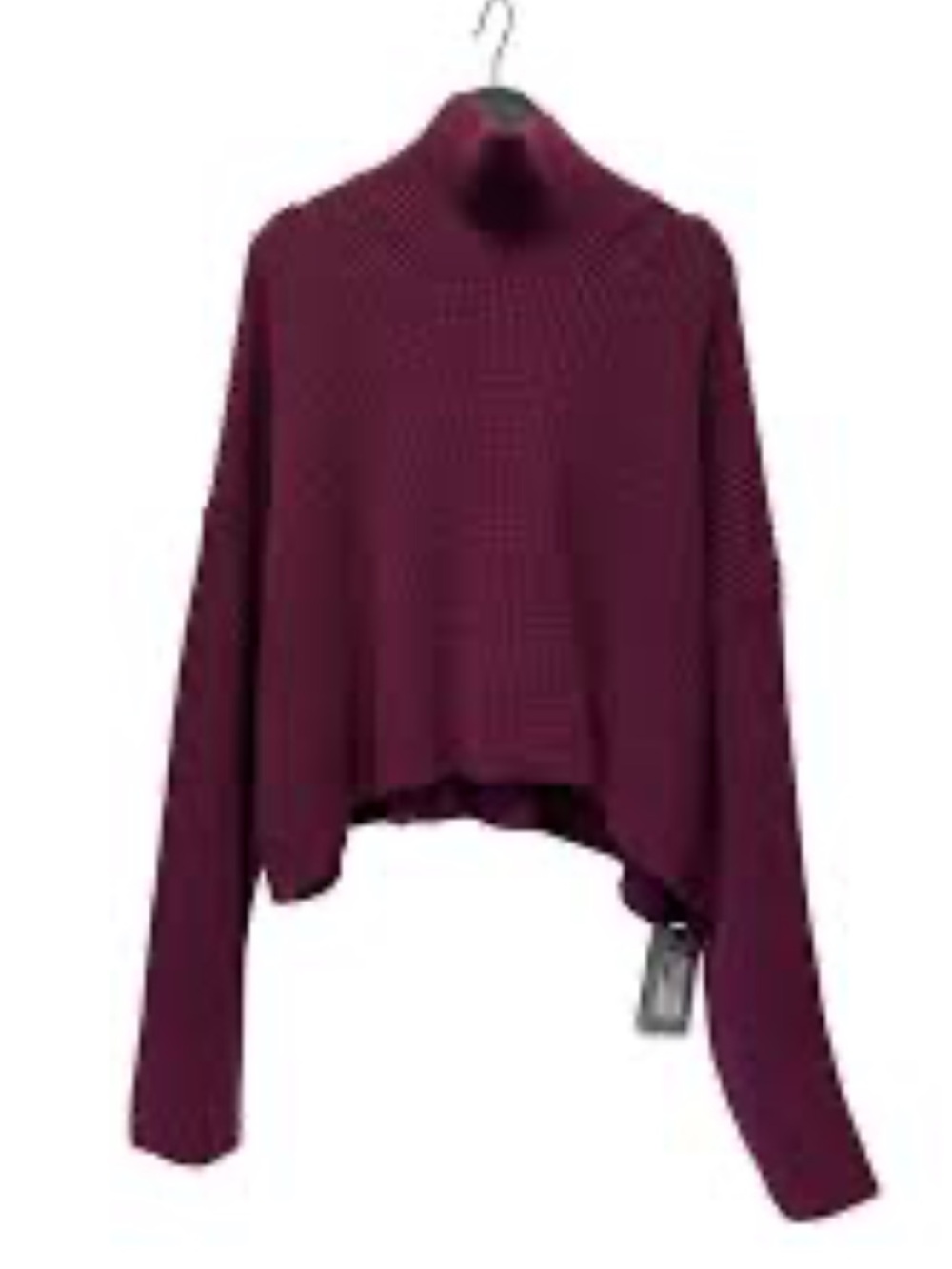 Balenciaga Wine-Red Cropped Funnel Neck Sweater